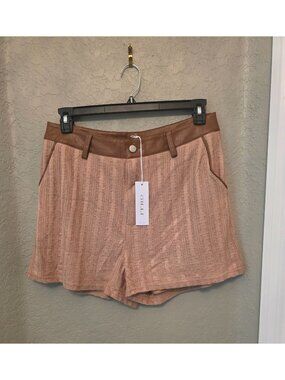 Gilli 2 Tone Brown Knit Shorts L NEW Neutral Lined